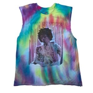 Jimi Hendrix Authentic Hendrix Tie Dye Graphic Muscle Tank Medium